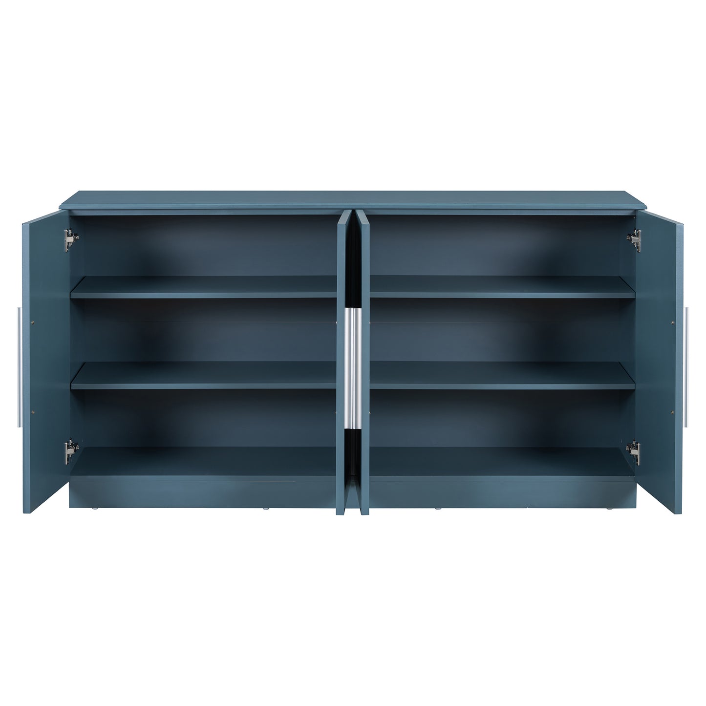 TREXM Sideboard with 4 Doors Large Storage Space Buffet Cabinet with Adjustable Shelves and Silver Handles for Kitchen, Dining Room, Living Room (Antique Blue)