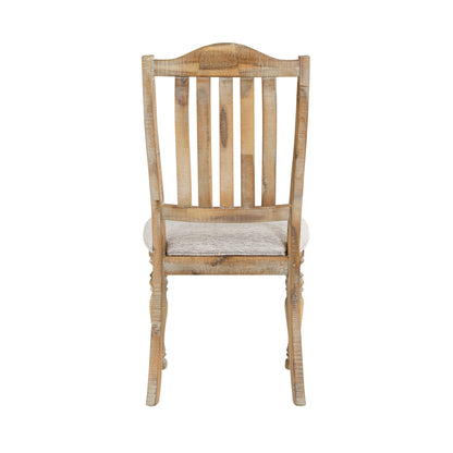Set of 2 Traditional Farmhouse Side Chairs, Wood-Frame, 20W x 24D x 40H, Textured Gray Upholstery, Wheat