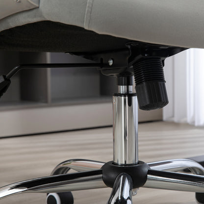 Velvet Tufted Swivel Office Chair with Adjustable Height and Tilt Function in Light Gray