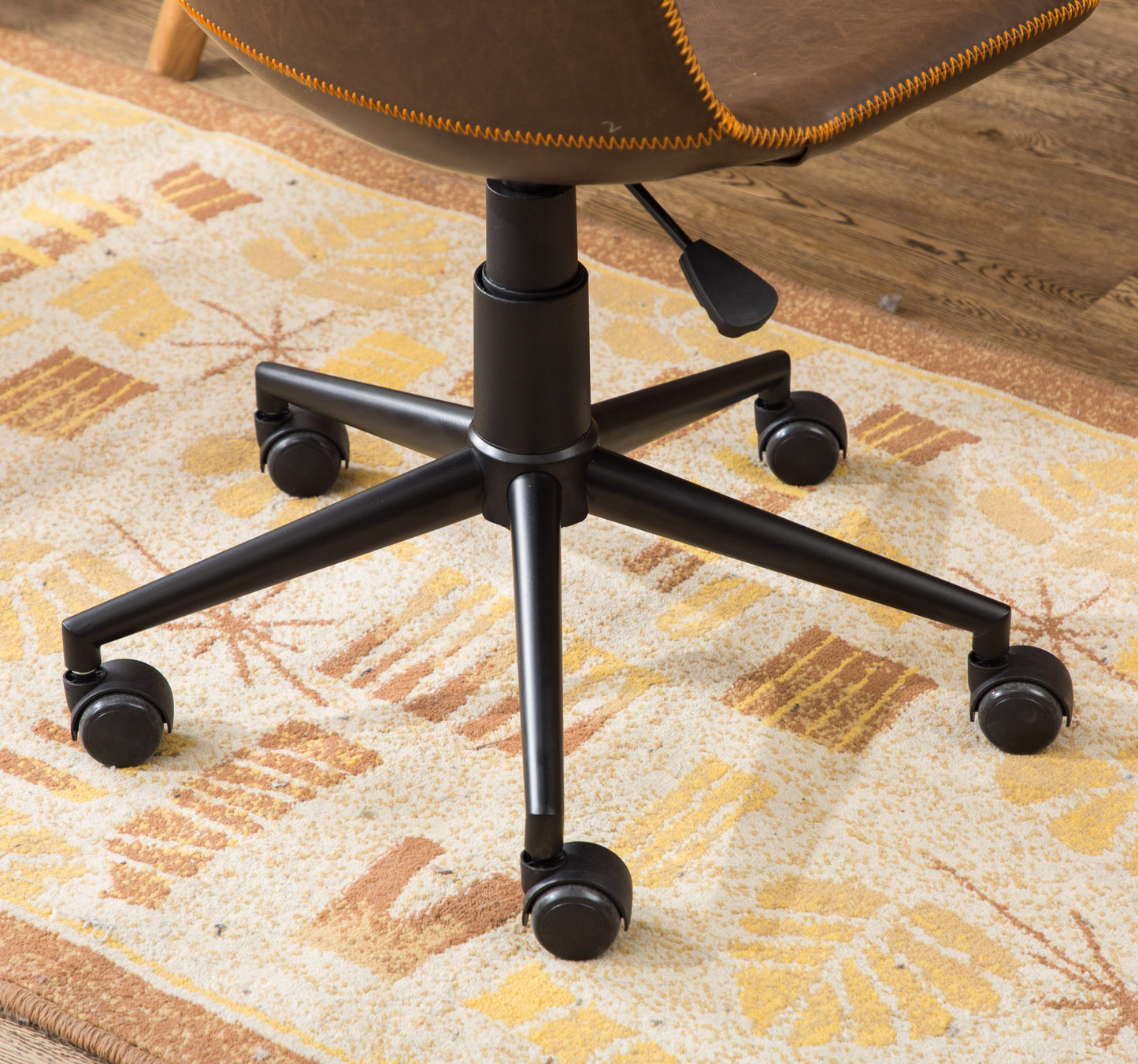 Antique Brown Faux Leather Ergonomic 360-Degree Swivel Office Chair with Adjustable Height