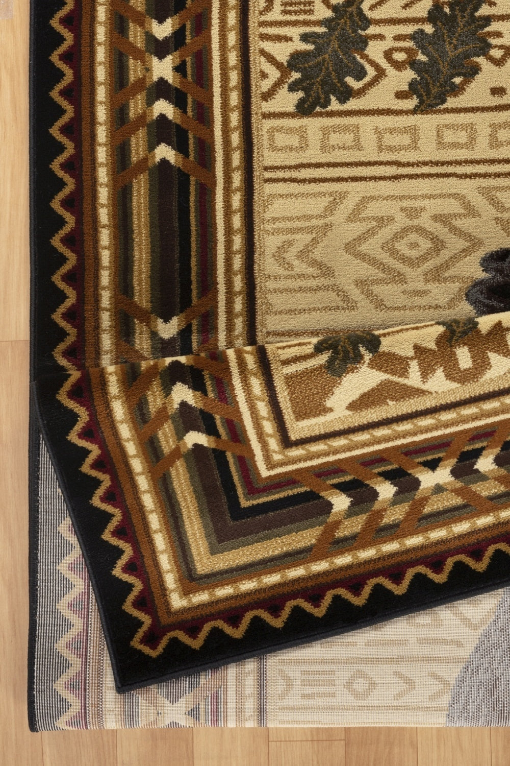 Bear Motif Area Rug, 5 ft 3 in x 7 ft 3 in, Polypropylene, High-Traffic, Kid & Pet Friendly, Black