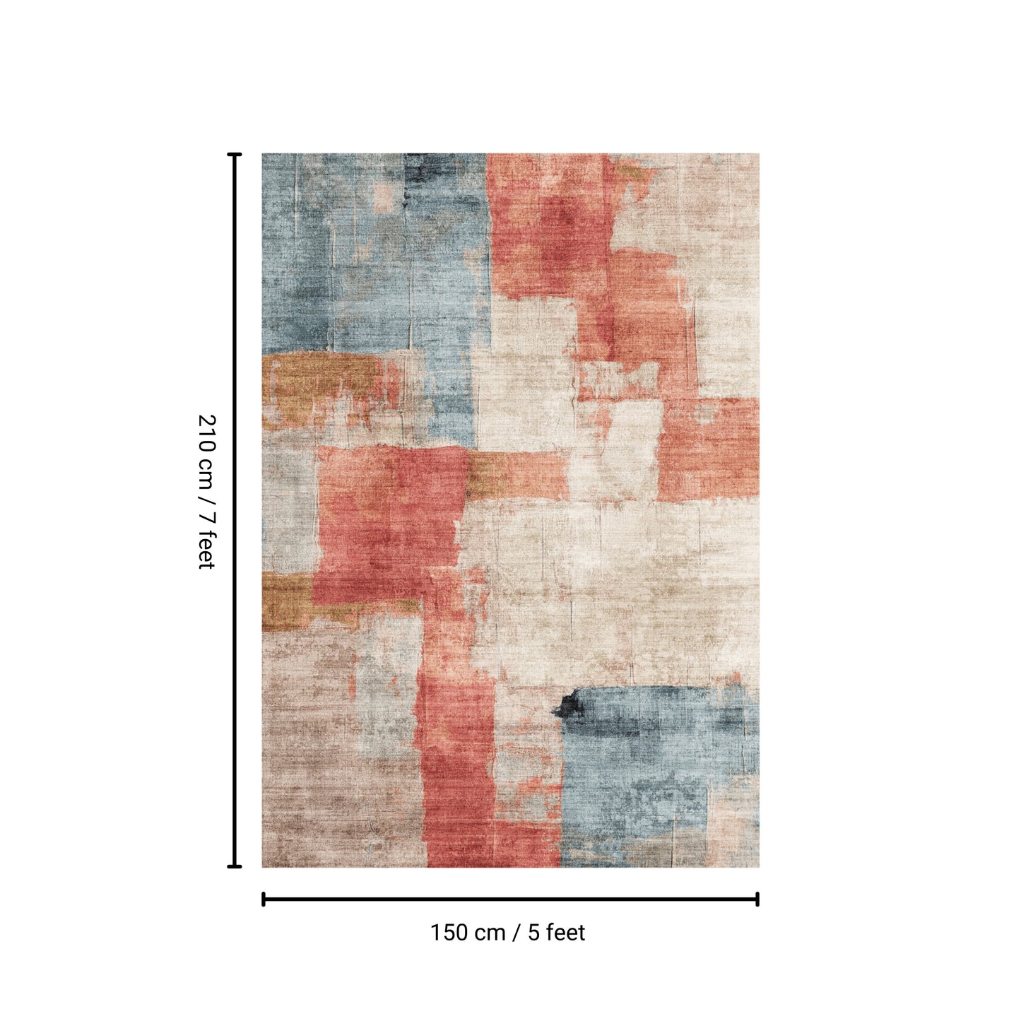 5' x 7' Washable Non-Slip Area Rug - Durable Polyester Pile, Rubber Backing, Machine Washable, Ivory Multi