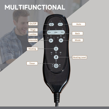 Vinsetto High Back Massage Office Chair with Heat, Adjustable Height, and Footrest - Rock Grey Microfiber