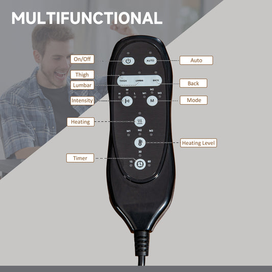 Vinsetto High Back Massage Office Chair with Heat, Adjustable Height, and Footrest - Rock Grey Microfiber