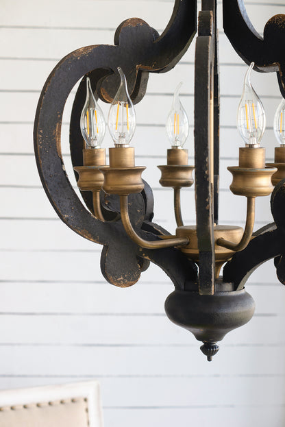 6-Light French Country Farmhouse Pendant Chandelier with 28in Chain for Kitchen antique black finish