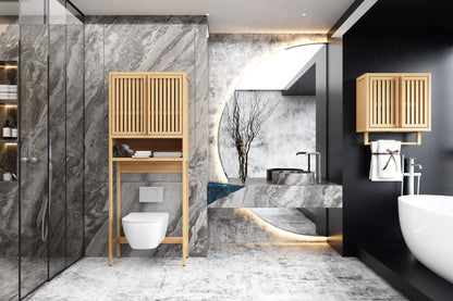 Wall-Mounted Bamboo Storage Cabinet for Bathroom and Home Essentials