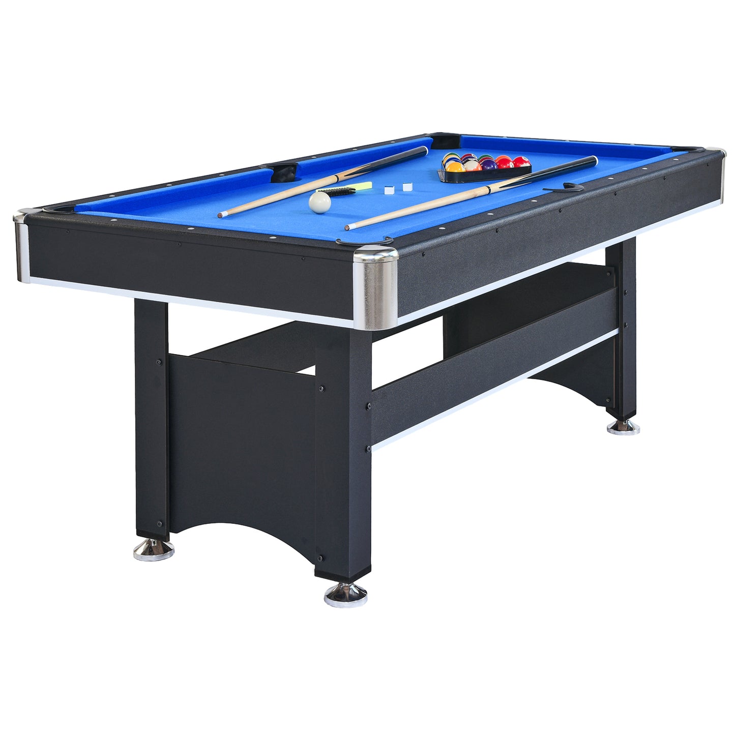 6-Foot Pool Table with Table Tennis Top, Space-Saving 2-in-1 Billiards Table, 72x38x31 in, Engineered Wood, Black