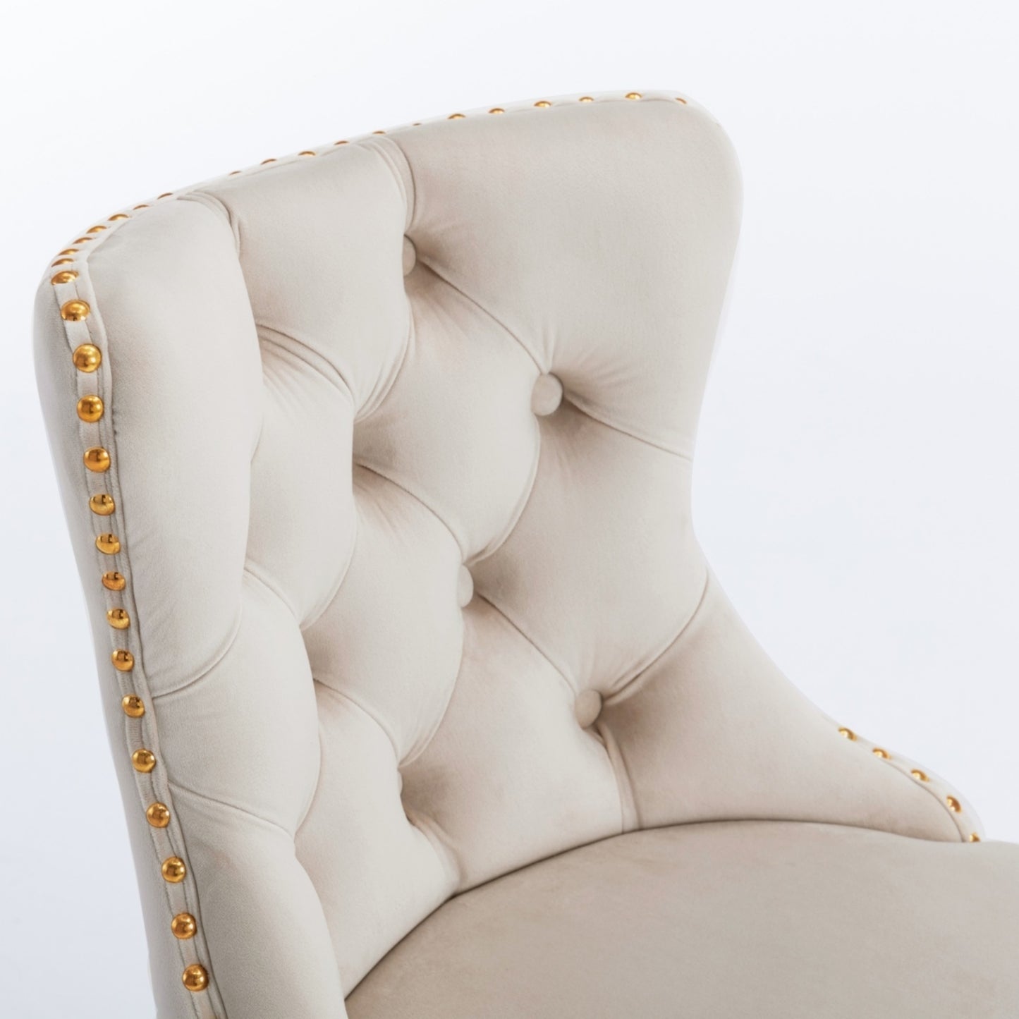 Beige Velvet Bar Stools Tufted Back Adjustable 25 33 Set 2