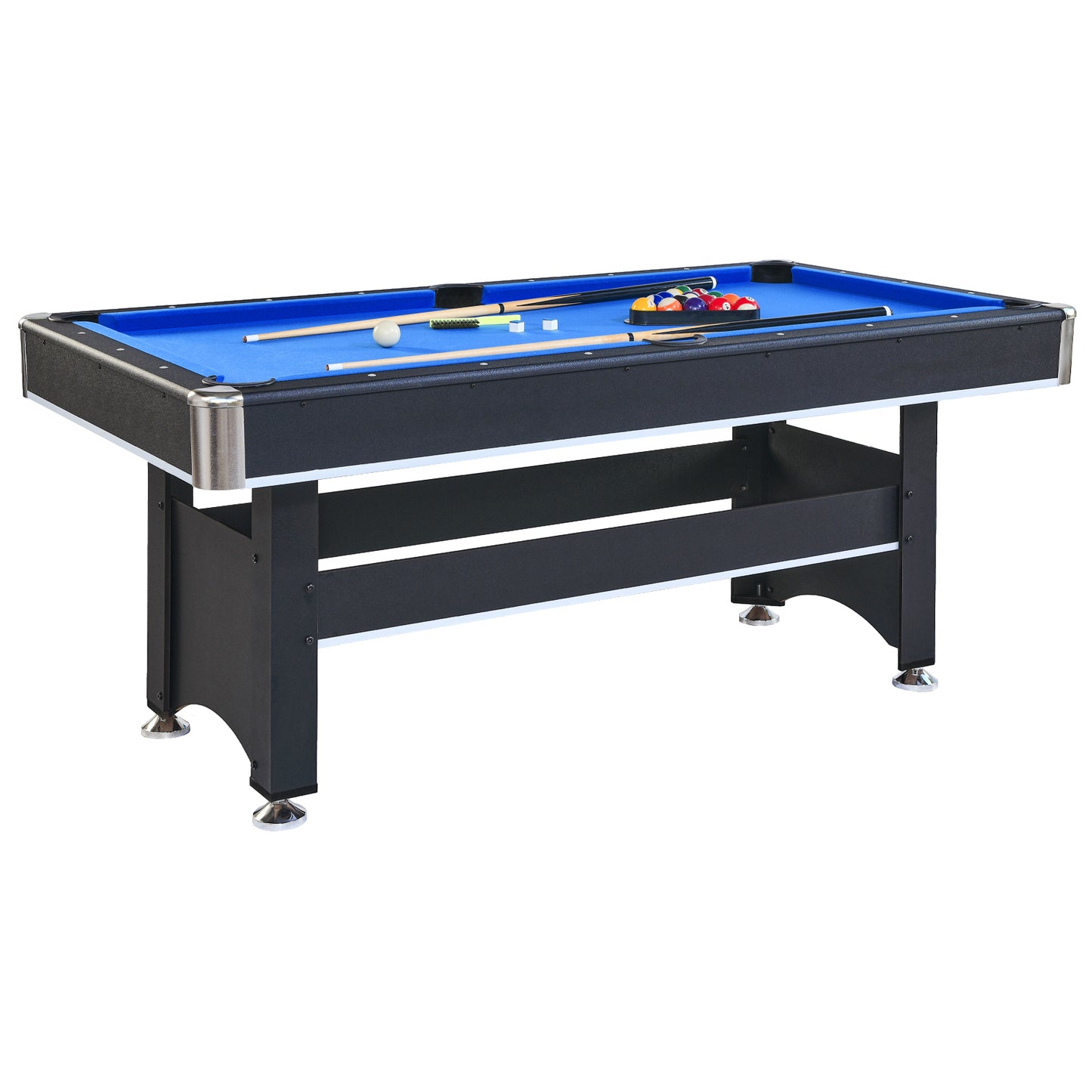 6-Foot Pool Table with Table Tennis Top, Space-Saving 2-in-1 Billiards Table, 72x38x31 in, Engineered Wood, Black