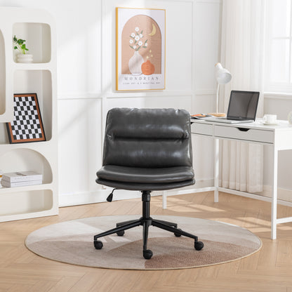Bizerte Height-Adjustable Swivel Criss-Cross Office Chair with Wide Seat - Gray Vanity & Office Chair