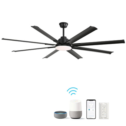 72-Inch Ceiling Fan with Smart Remote, 6-Speed DC Motor, Reversible, Living Room Black