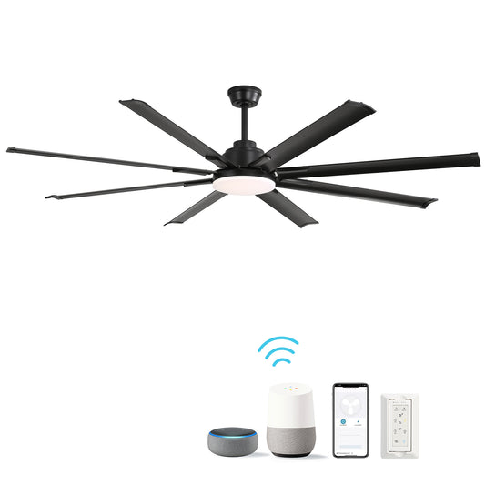 72-Inch Ceiling Fan with Smart Remote, 6-Speed DC Motor, Reversible, Living Room Black