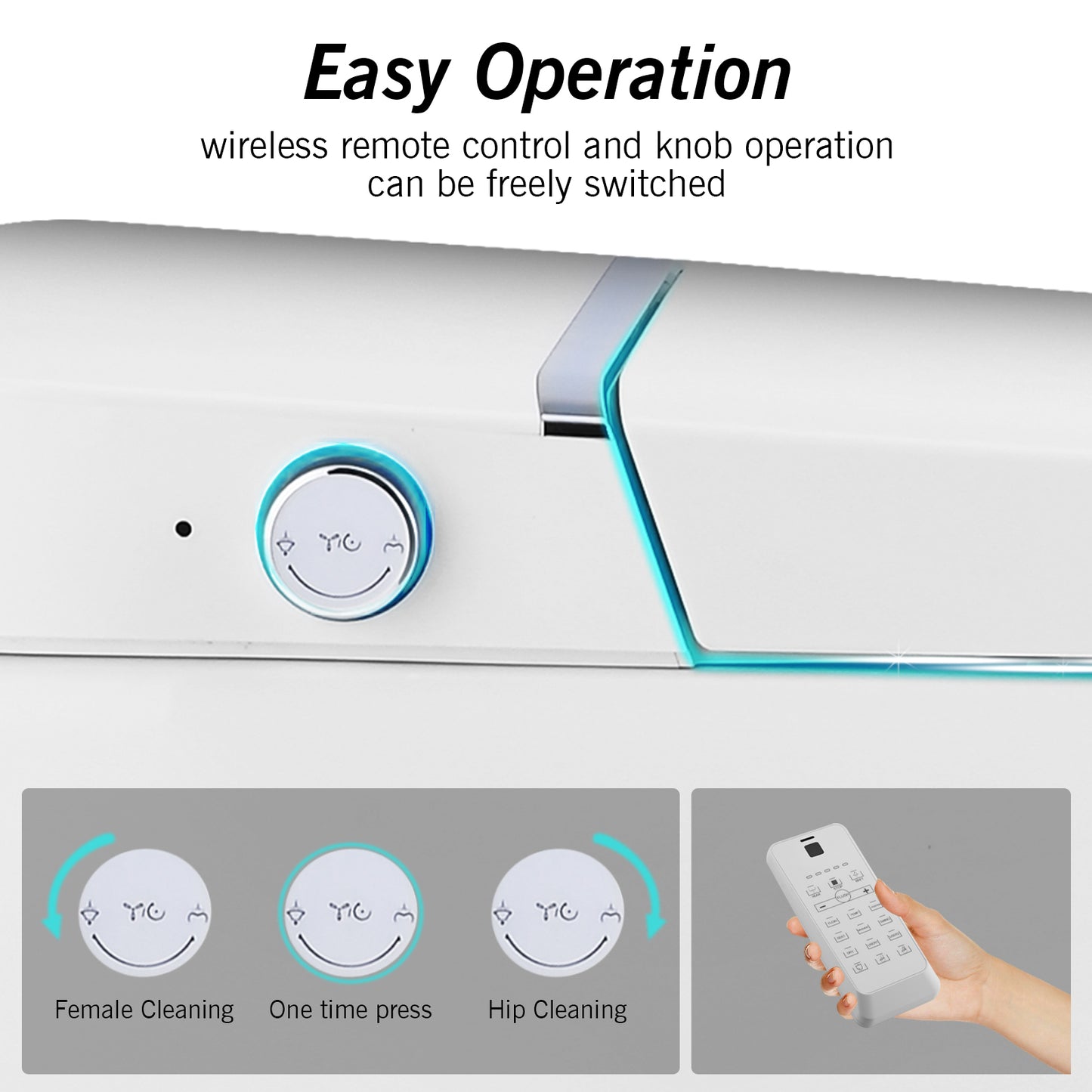Advanced Smart Toilet Bidet System with Foot Sensor Opening, Remote Control, and Self-Cleaning Heated Seat