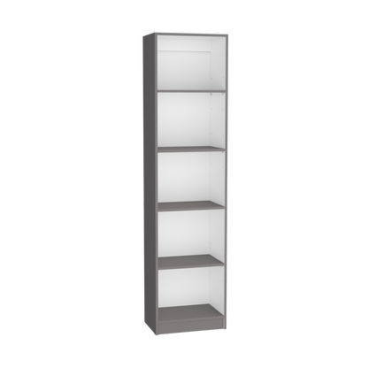 Slim 5-Tier Home Xs Bookcase with Stylish Matt Gray/White Finish - Ideal for Office and Home Storage