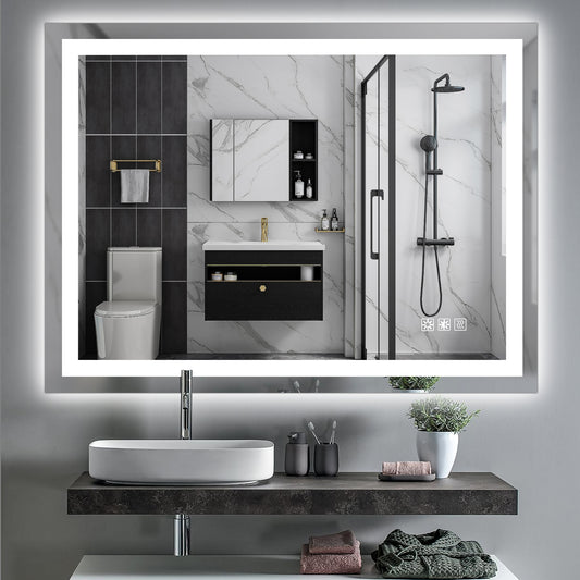 Illuminated Anti-Fog Bathroom Vanity Mirror 48x36 Inch with Dimmable LED Lights