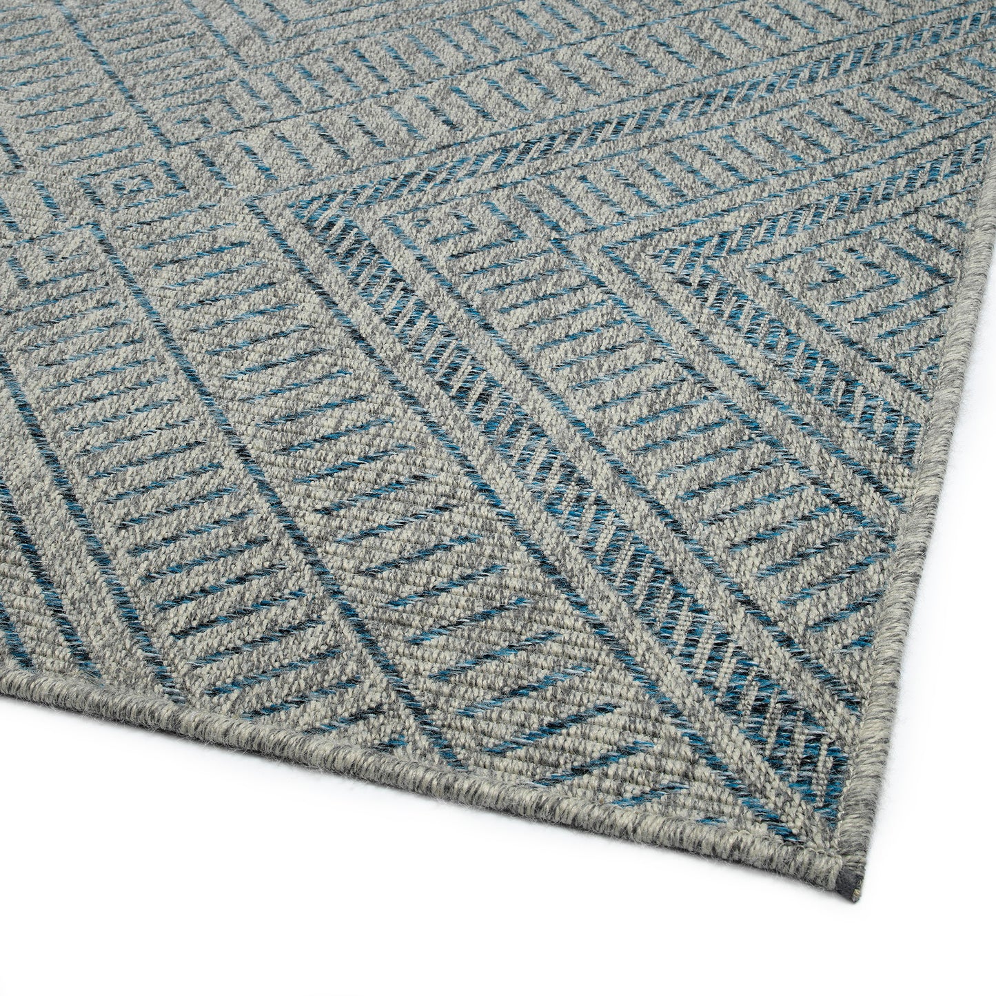 Rectangle Area Rug, 5'3" x 7'6", Polypropylene, Indoor/Outdoor, UV/Stain Resistant, Modern Textured Blue
