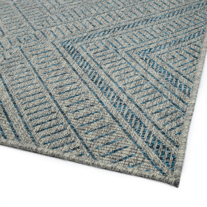 Rectangle Area Rug, 5'3" x 7'6", Polypropylene, Indoor/Outdoor, UV/Stain Resistant, Modern Textured Blue
