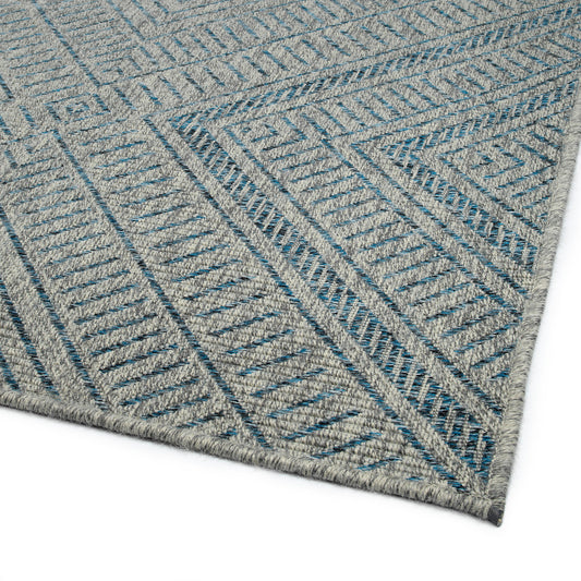 Rectangle Area Rug, 5'3" x 7'6", Polypropylene, Indoor/Outdoor, UV/Stain Resistant, Modern Textured Blue