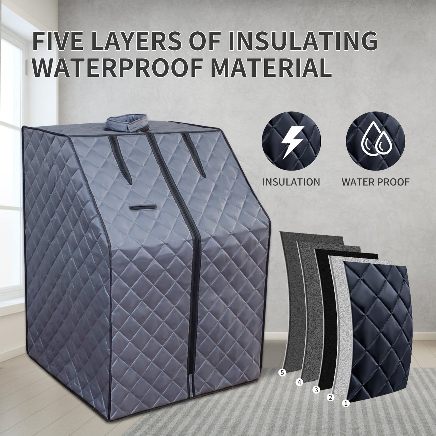 Portable Home Steam Sauna Tent with 1000W Generator, Foldable Personal Sauna, Remote, Chair Boiler Grey