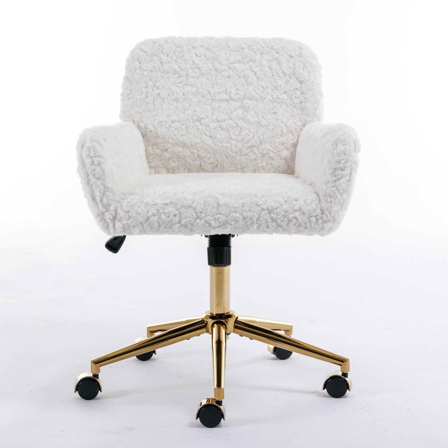 Elegant Beige Velvet Office Chair with Golden Base and Adjustable Recline, Swivel Desk & Vanity Chair