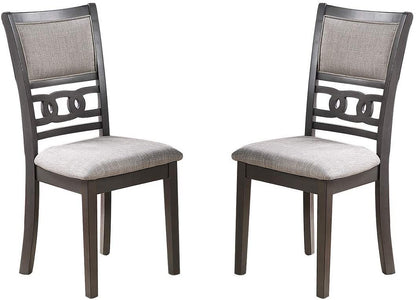 Set of 2 Dining Room Side Chairs with Cushioned Seats, Rubberwood, Upholstery, 18x22.5x38 in, Grey Finish