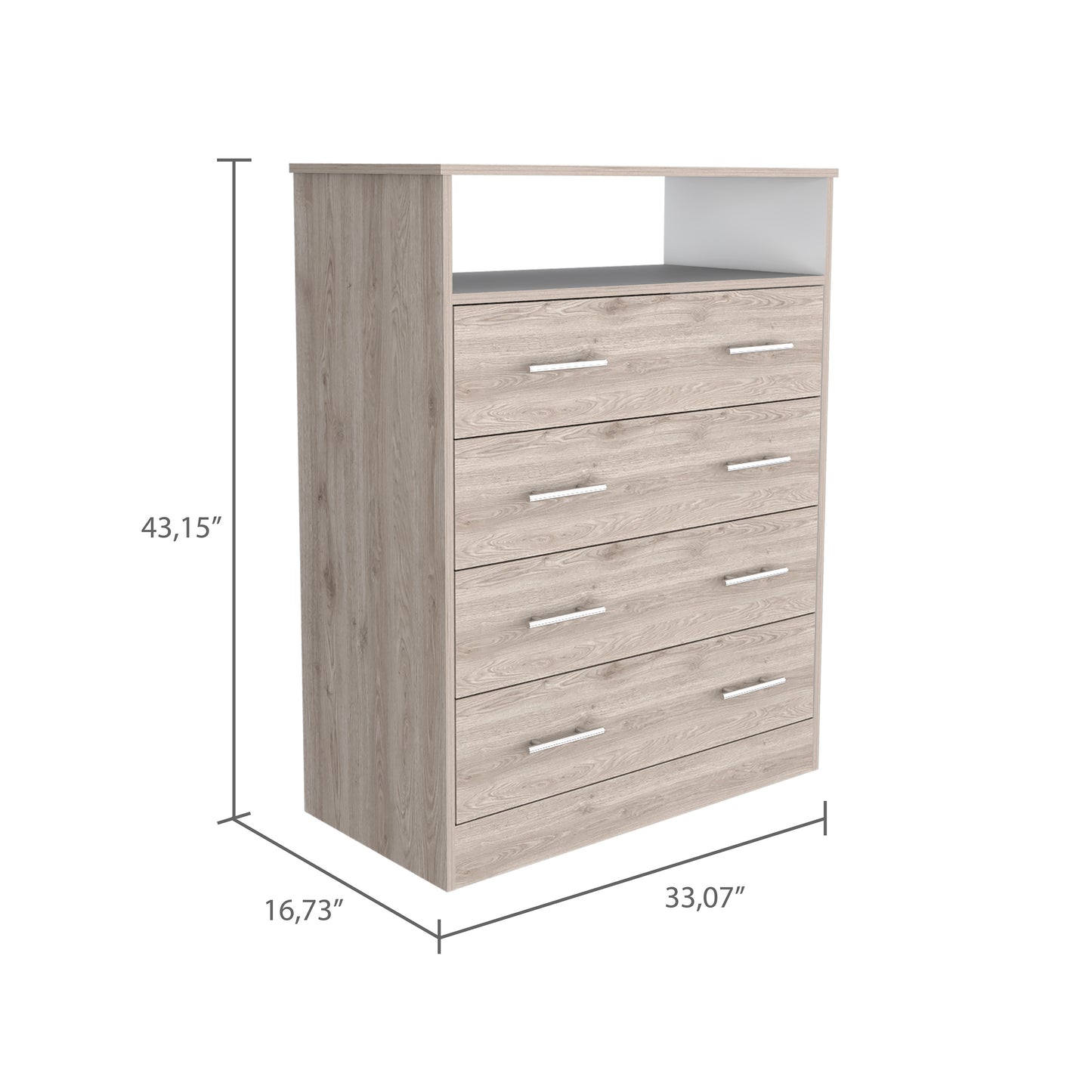 Dover Modern 4-Drawer Dresser in Tranquil Light Gray