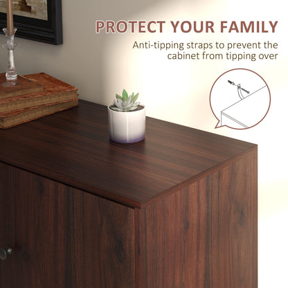 HOMCOM Sideboard Buffet Cabinet, Kitchen Cabinet with 2 Cupboards, 3 Drawers and Adjustable Shelves, Coffee Bar Cabinet for Living Room, Entryway, Rustic Brown