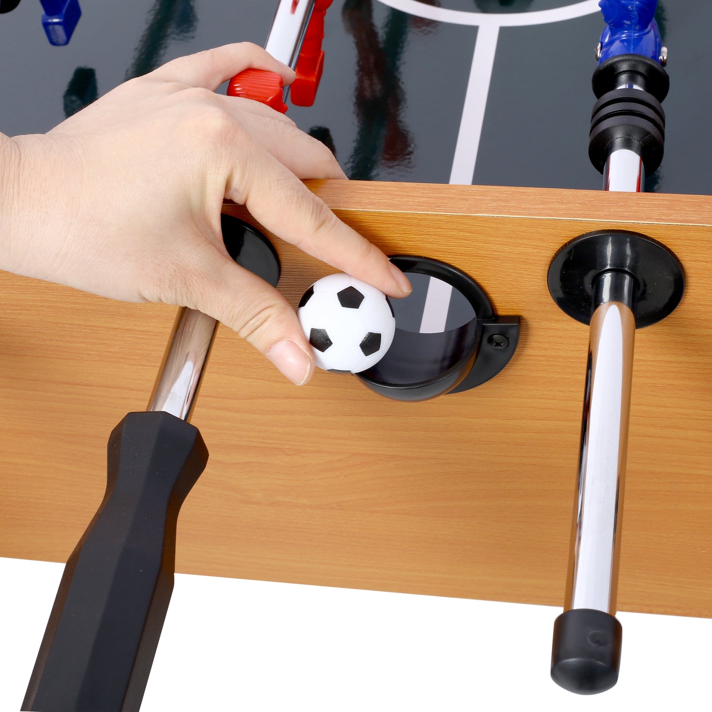 54-Inch Foosball Table with Analog Scoring, 46-1/4 x 24-3/4 Playfield, Free Accessories, Brown