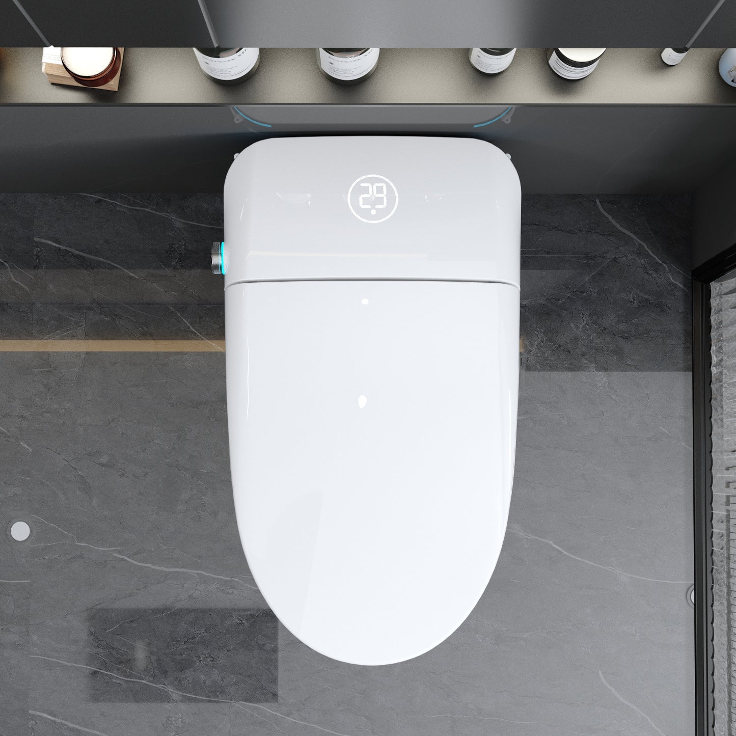 Premium Intelligent Toilet with Integrated Bidet, Auto Open/Close Seat, Foot Sensor, LED Display, Night Light, Warm Water & Dryer in Sleek White Finish