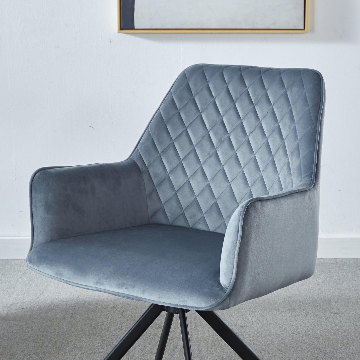 Contemporary Ergonomic Upholstered Desk Chair without Wheels, Stylish Office Chair for Home and Reception Areas, Featuring Sturdy Metal Legs