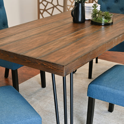 5 Piece Hairpin Dining Set Table And Chairs Wood Finish