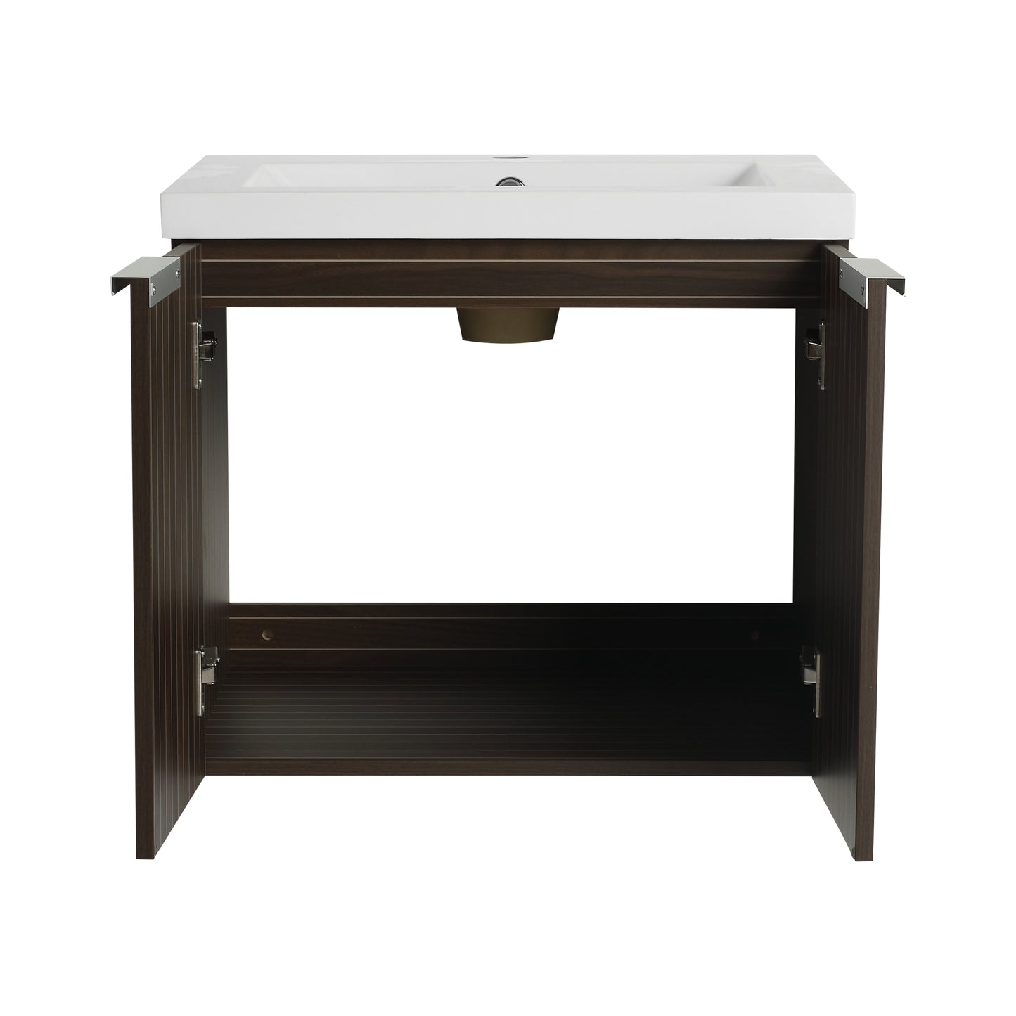 24-Inch Wall-Mounted Bathroom Vanity with Soft-Close Doors and Resin Sink for Compact Spaces