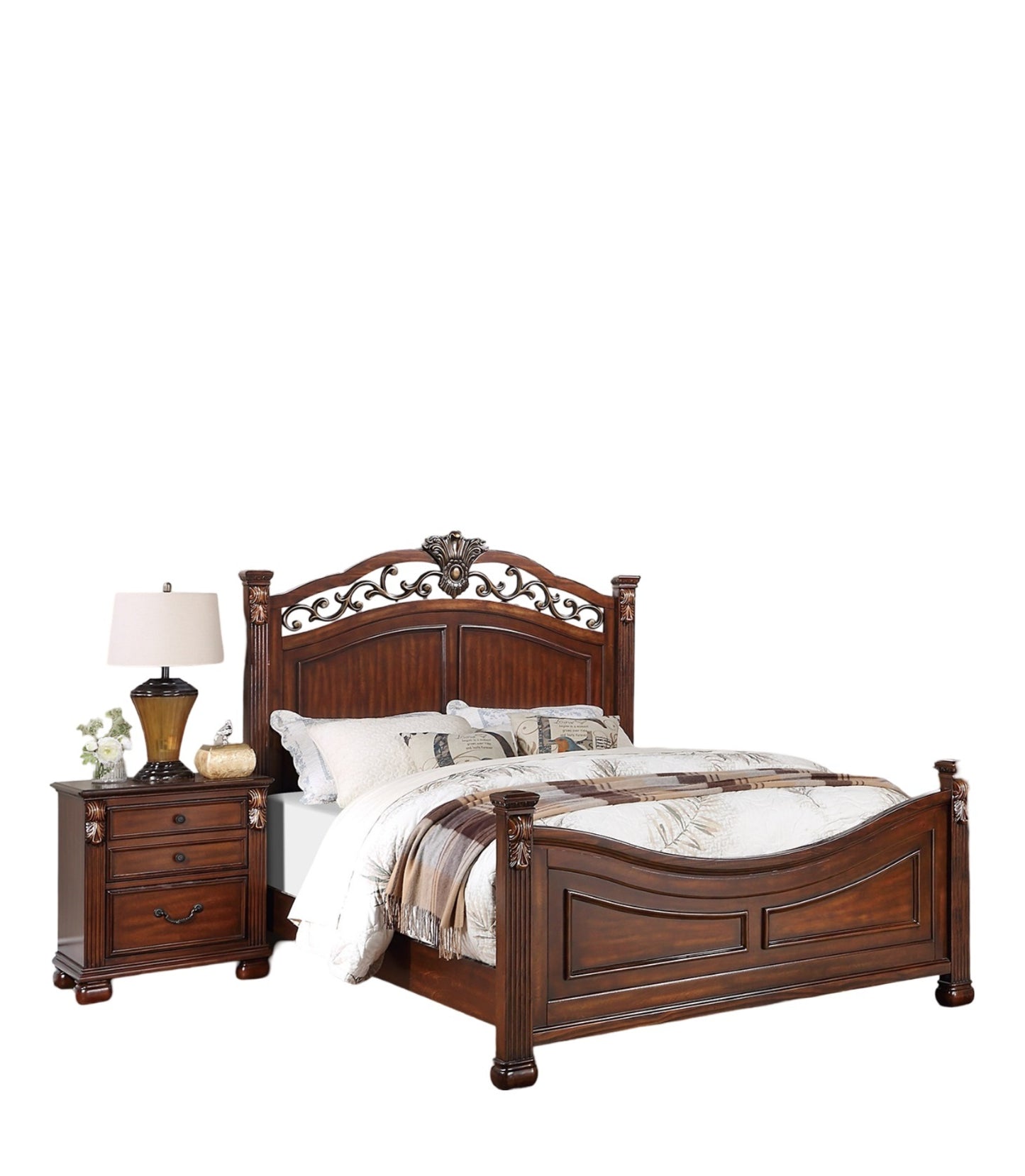 Elegant Dark Cherry Tufted Faux Leather Eastern King Size Bed with Headboard and Footboard