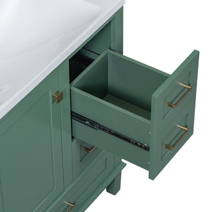 30" Stylish Green Bathroom Vanity with Soft-Close Doors and Sink Combo, Modern Cabinet Featuring 3 Spacious Drawers and Solid Wood Frame