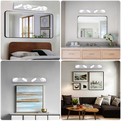 LED 4-Light Vanity Light Fixture for Bathroom - Modern Wall-Mount Over-Mirror Bath Lighting, 29in Chrome
