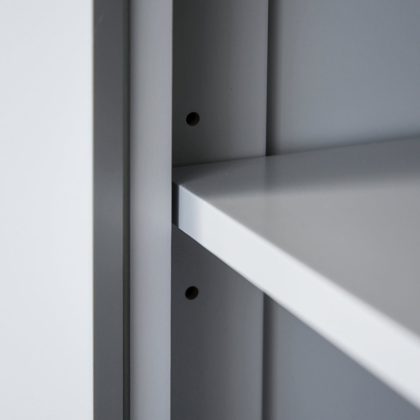 Freestanding Gray Kitchen Pantry with 4 Doors, 3 Adjustable Shelves, and Central Drawer - Traditional Beadboard Design