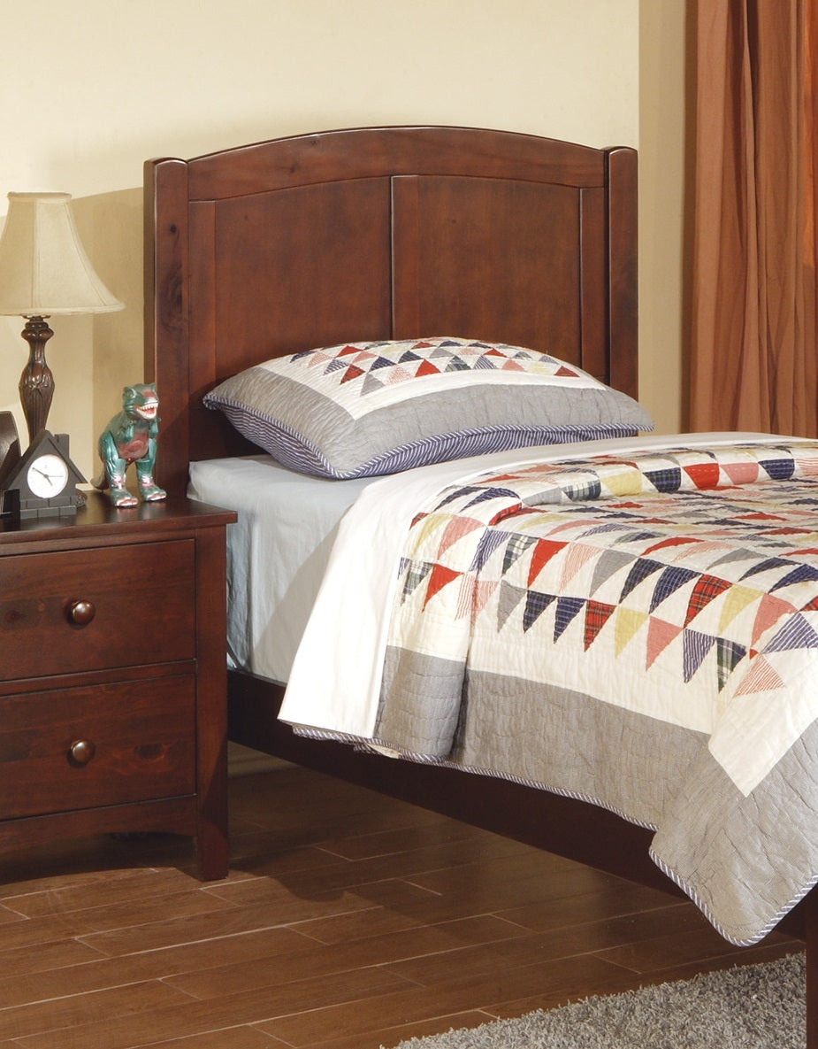 Dark Oak Twin Bed with Unique Headboard for Youth Bedroom