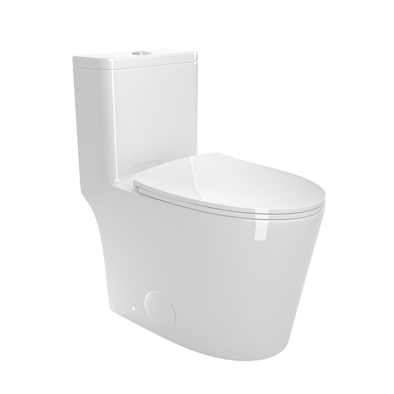 Comfort Height Elongated One-Piece Toilet with Dual-Flush System, CUPC & WaterSense Certified, Ceramic, White, Soft Close Seat, T036WT