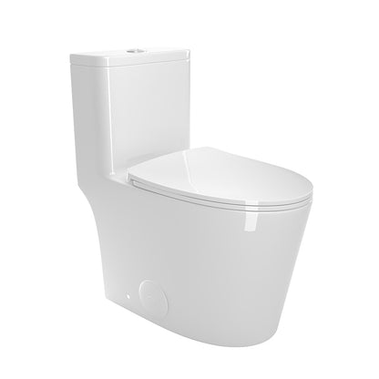 Comfort Height Elongated One-Piece Toilet with Dual-Flush System, CUPC & WaterSense Certified, Ceramic, White, Soft Close Seat, T036WT