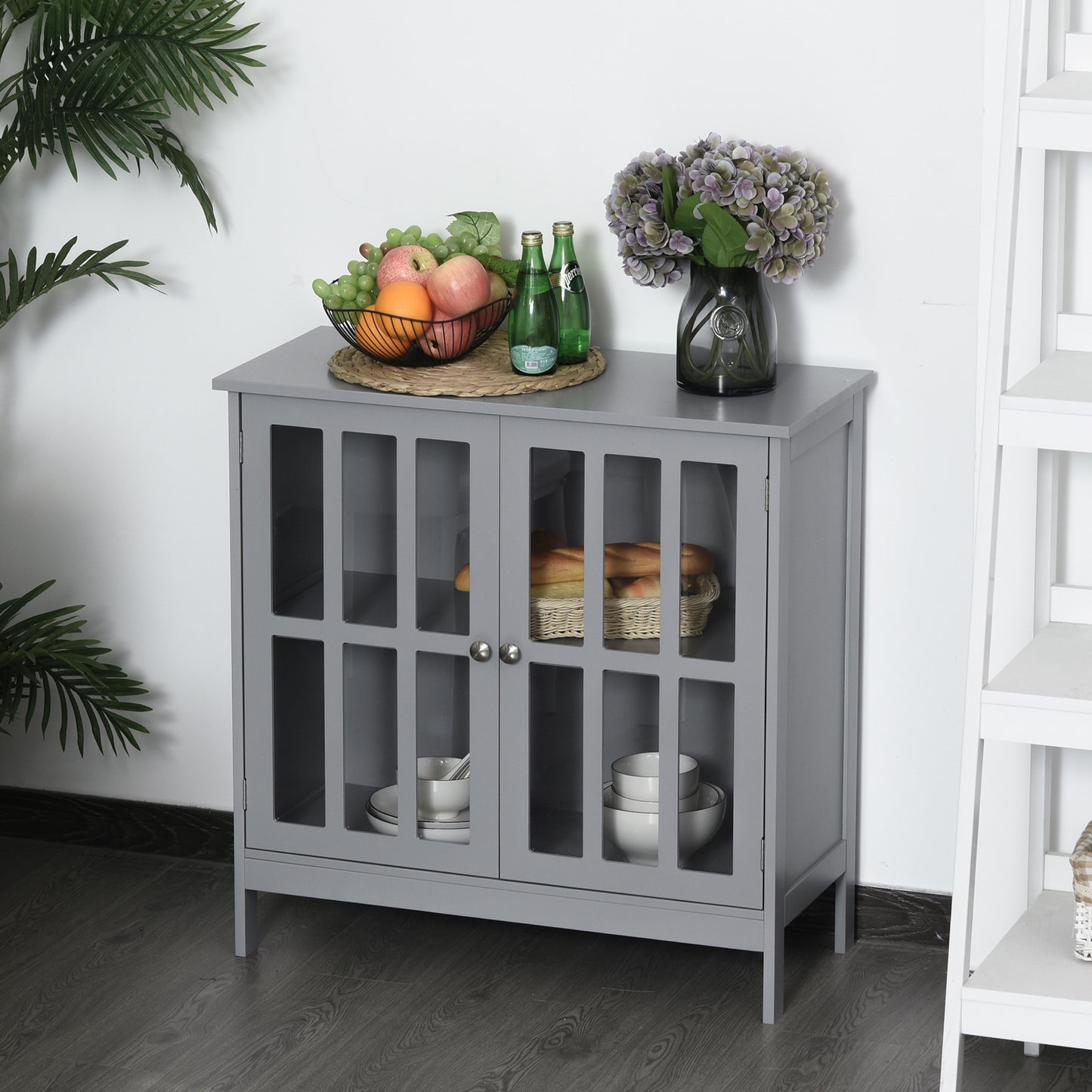 kleankin Sideboard Buffet, Storage Cabinet with 2 Doors, Credenza for Multifunction in Kitchen, Console, Living Room, Gray