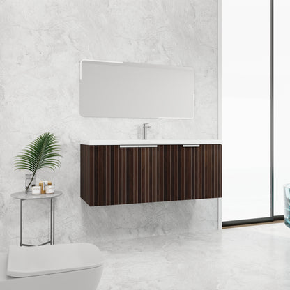 Modern 48-Inch Wall-Mounted Bathroom Vanity with Soft-Close Doors and Resin Sink