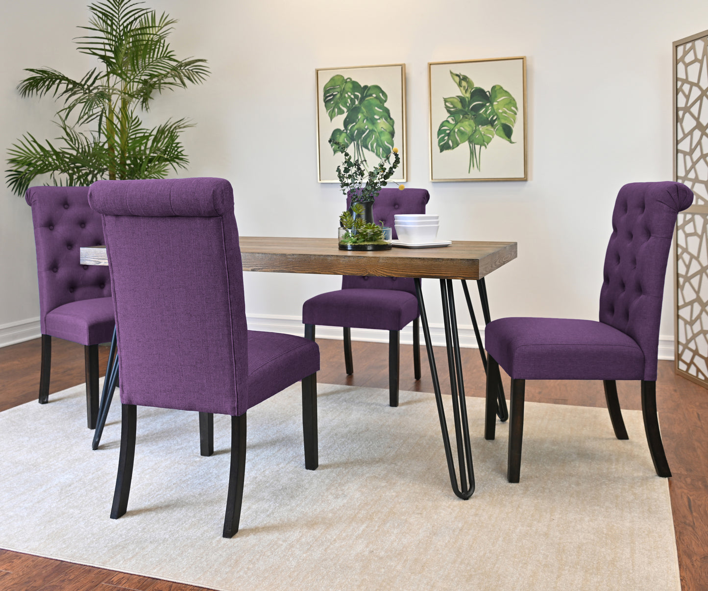 Hairpin Dining Set 6 Piece Table Chairs Bench Color Options