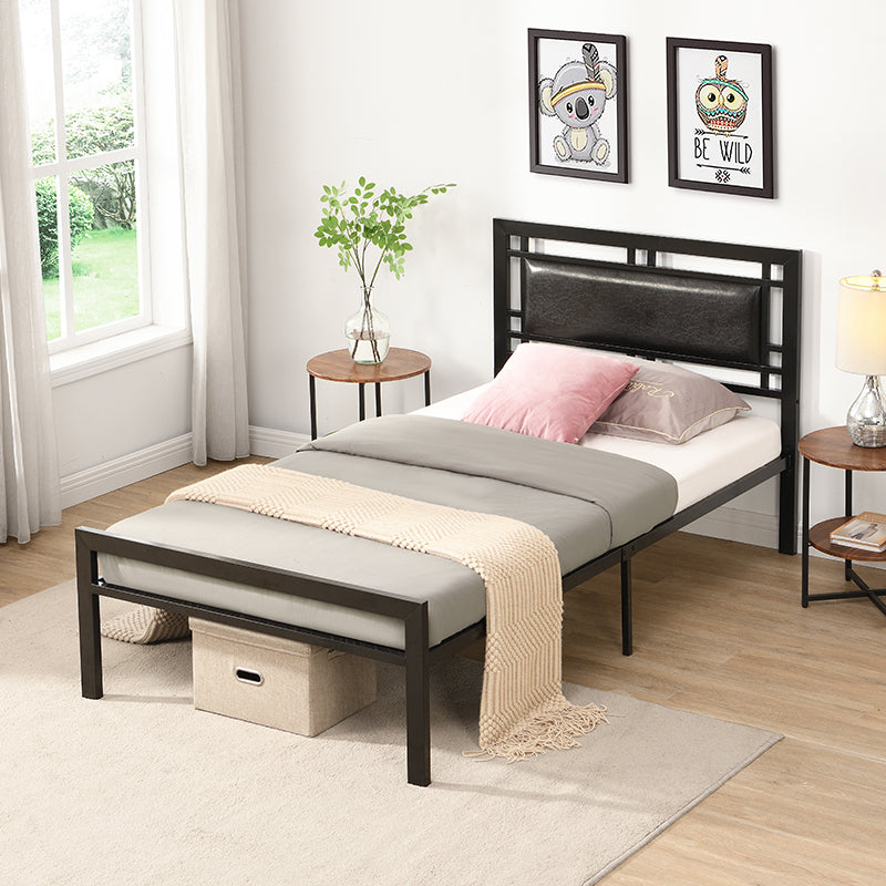 Sturdy Twin Metal Bed Frame - Modern Black Design with Easy Assembly and No Box Spring Needed