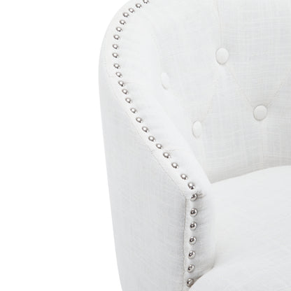 33.25 Inch Swivel Counter Stools Set Black Beige Rubberwood