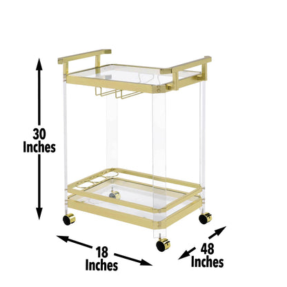 Aerin Mobile Gold Serving Cart With Storage And Casters