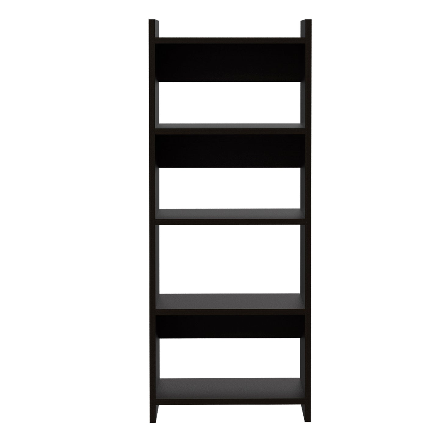 Modern Black Wengue 2-Piece Home Office Desk and Bookcase Set with 7 Shelves and 1 Drawer