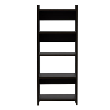 Modern Black Wengue 2-Piece Home Office Desk and Bookcase Set with 7 Shelves and 1 Drawer