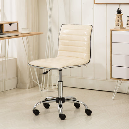 Beige Fremo Chromel Mid-Back Adjustable Air Lift Office Chair