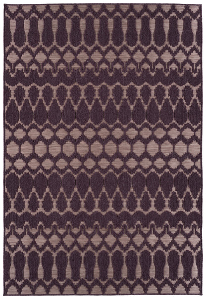 2' x 3' Rectangular Throw Rug, Polypropylene, Indoor/Outdoor, Geometric Textured High-Low, Purple