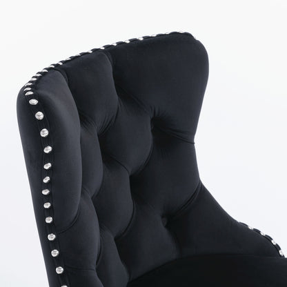 Adjustable Swivel Velvet Bar Stools Set of 2 Black Chrome